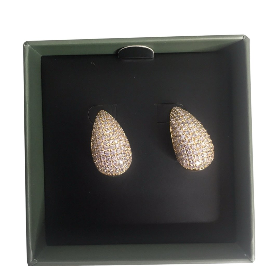 Jewels By Sunaina Narnia Stud Gold Tone Pave Bling Earrings Msrp $60